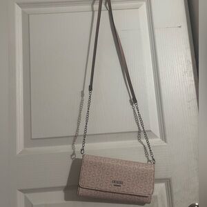 GUESS Light Pink Crossbody Bag with Chain Strap